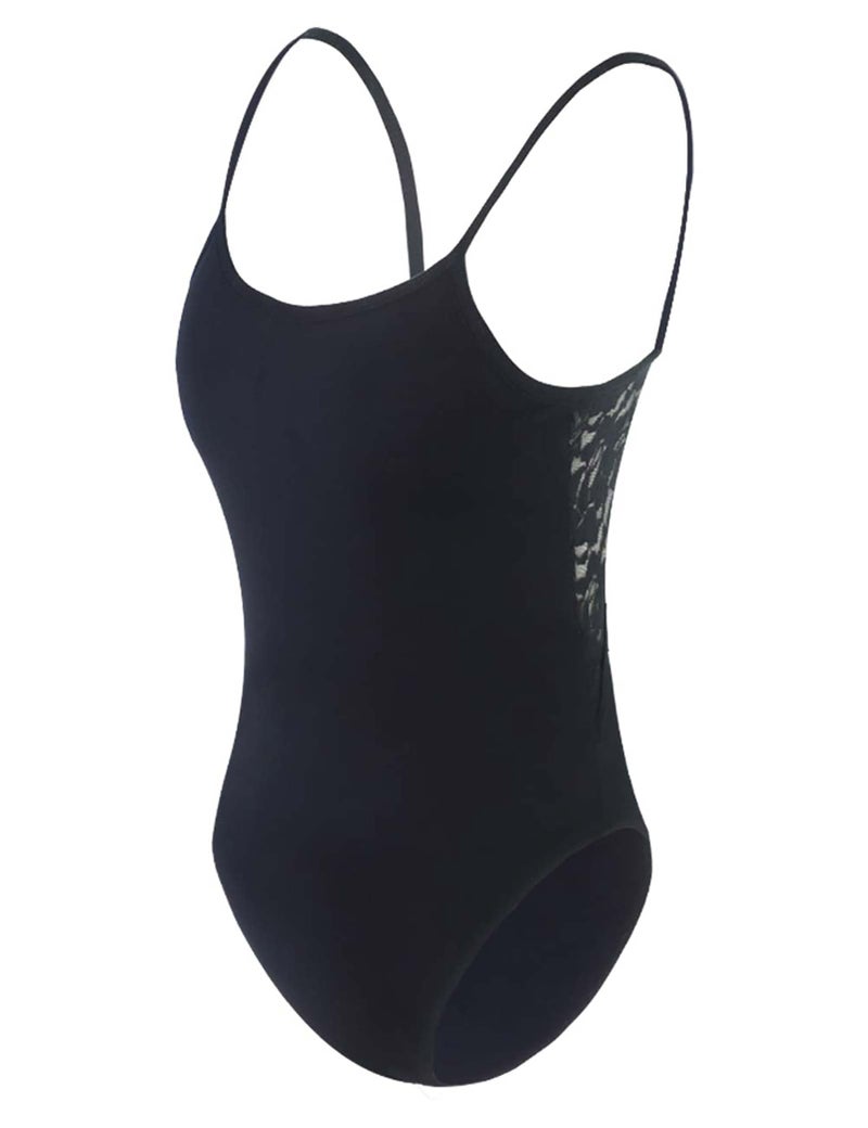 Daydance توب دانس كاميسول أسود للباليه للنساء مع دانس وير من الدانتيل وزر الدانتيل - Image 4